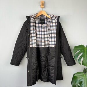 Talbots Long Black Quilted Women's Hooded Coat